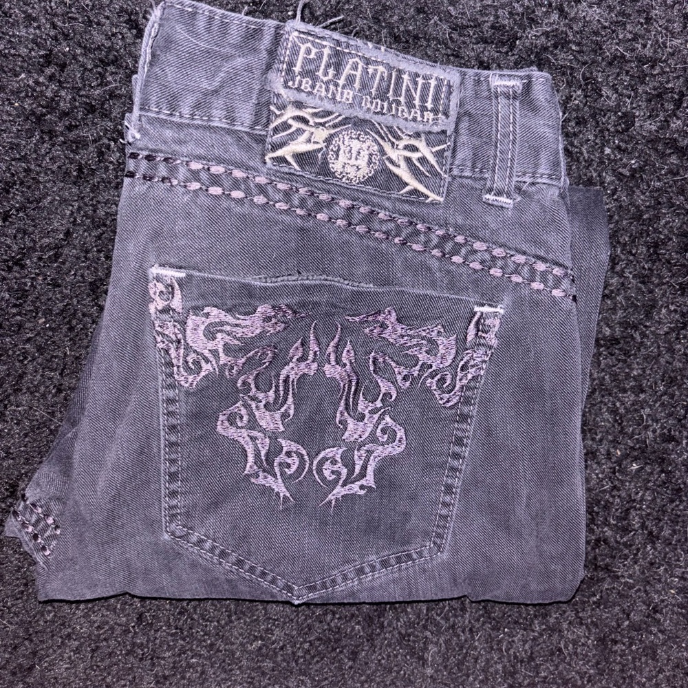 Platini Gray Embroidered Jeans